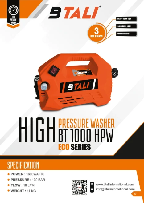 Btali BT 1000 Vector Series High Pressure Washer (HPW) - Image 3