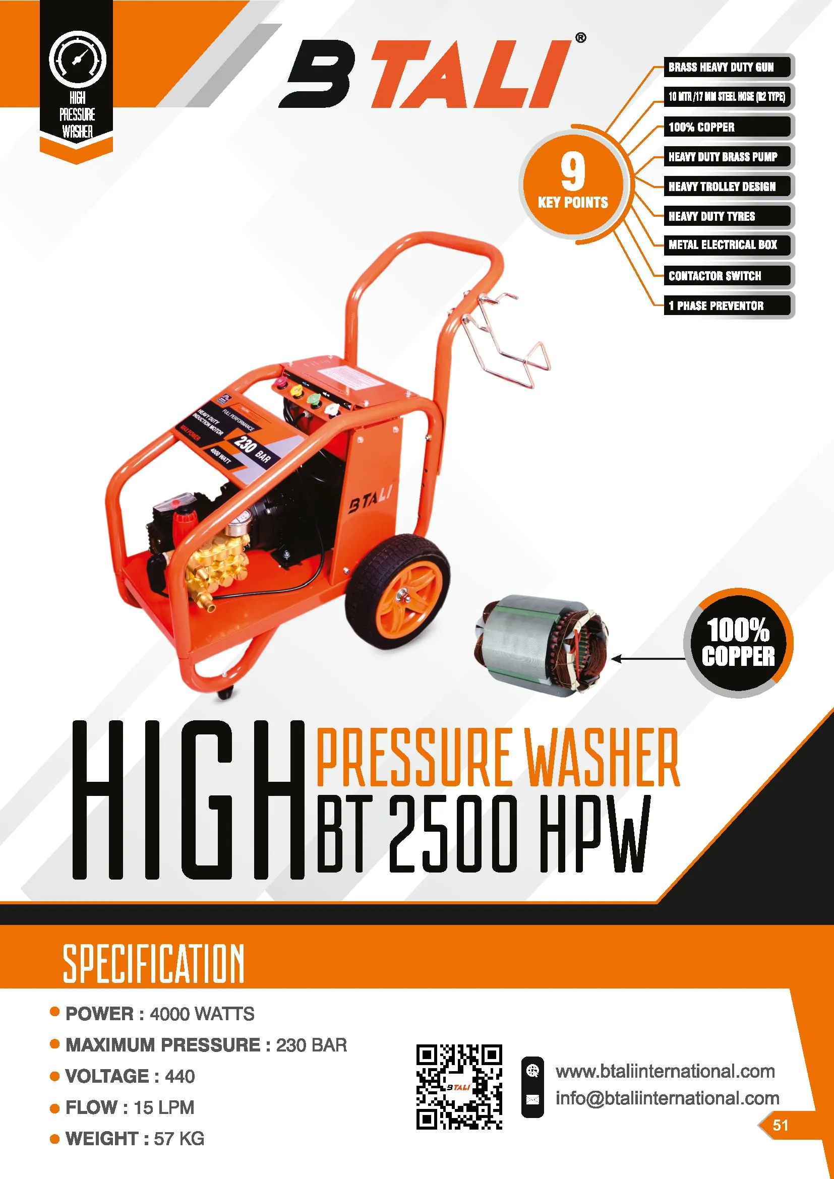 A professional heavy duty commercial pressure washer being used on an Indian construction site to clean large machinery.