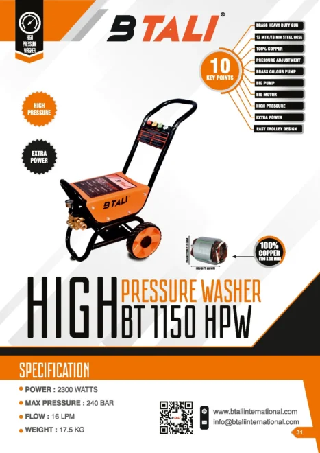 Btali BT 1150 High Pressure Washer (HPW) - Image 2