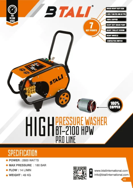 Btali BT 2100 Pro Series High Pressure Washer (HPW) - Image 2