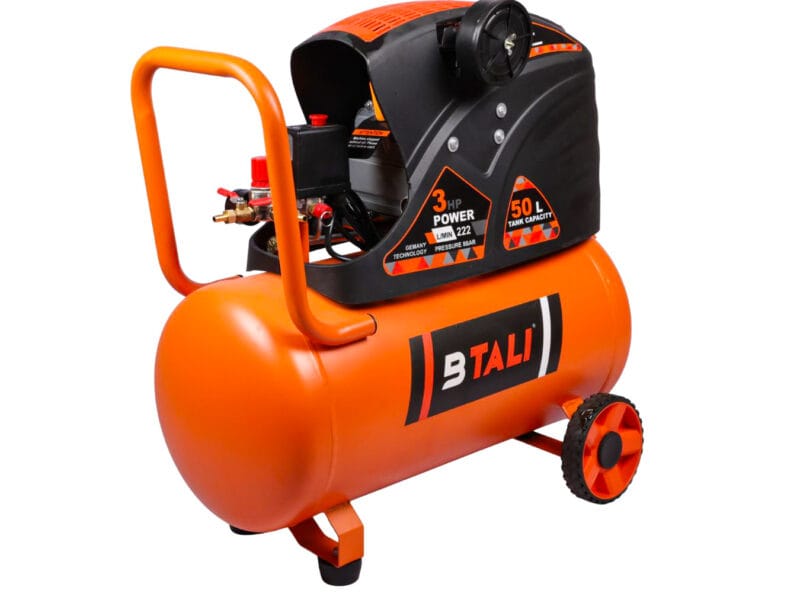 Professional grade Btali BT 50 3 HP Eco Series 50L oil free air compressor designed for demanding industrial and dental applications in a workshop setting.