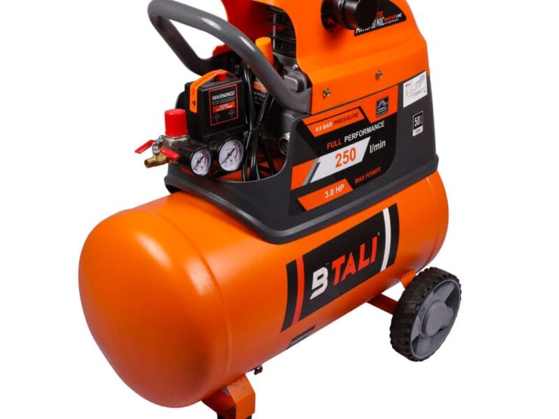 High-capacity Btali BT 50 3HP oil free air compressor with a 50L tank for heavy duty industrial and professional dental applications.