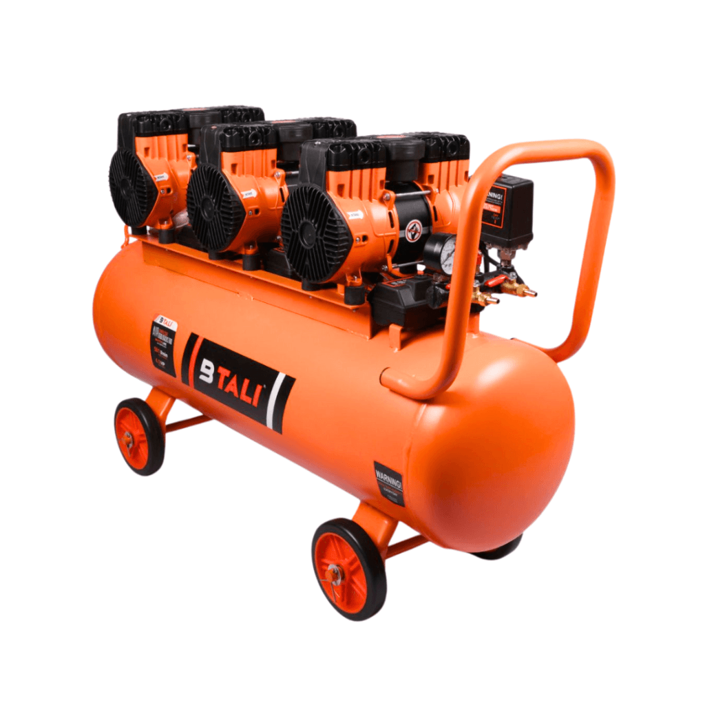 Professional grade Btali BT 60-1100 4.5 HP oil free air compressor equipped with a 60L tank, ideal for heavy duty industrial applications.