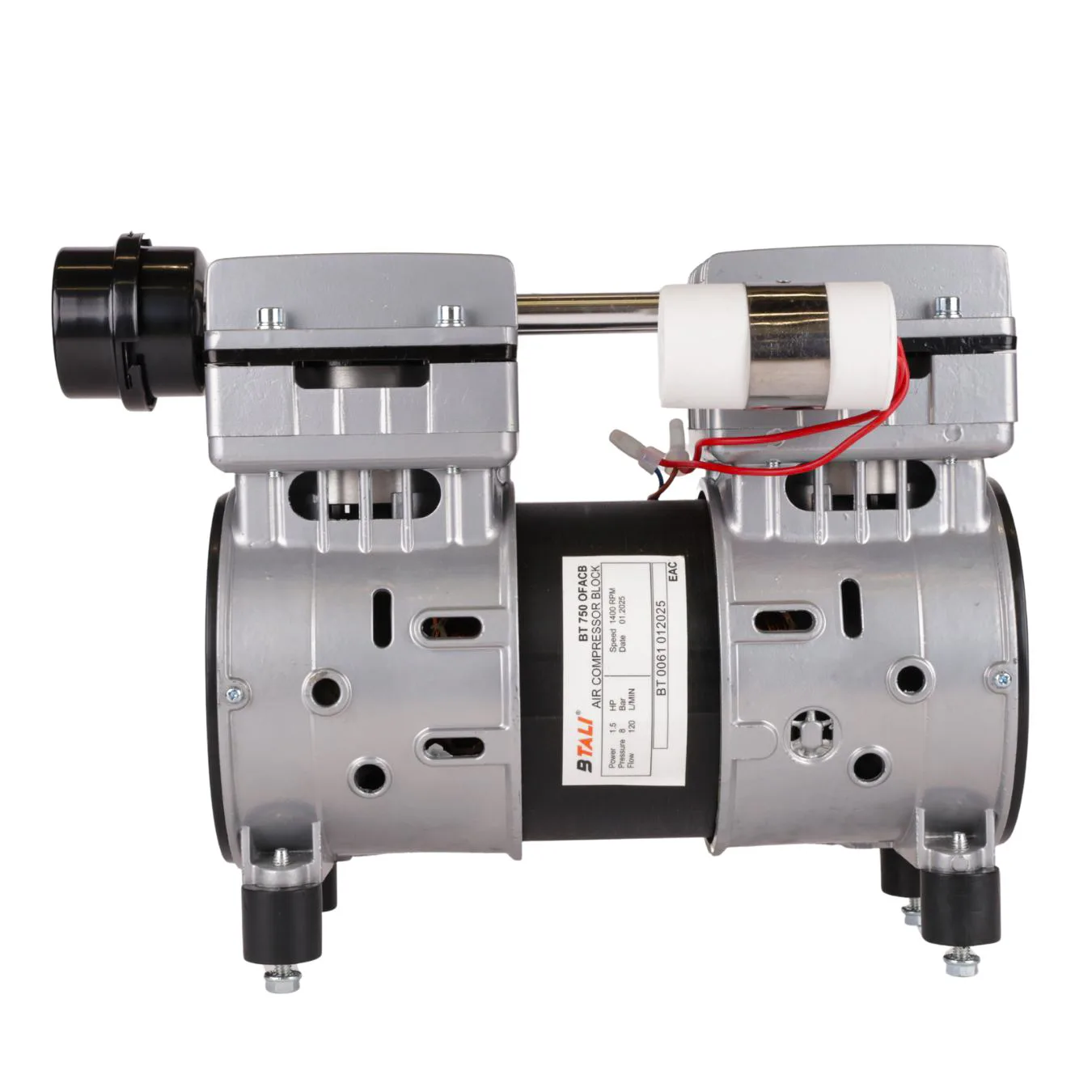 Btali BT 750 1.5 HP aluminum oil free air compressor for professional dental and industrial air compressor needs.
