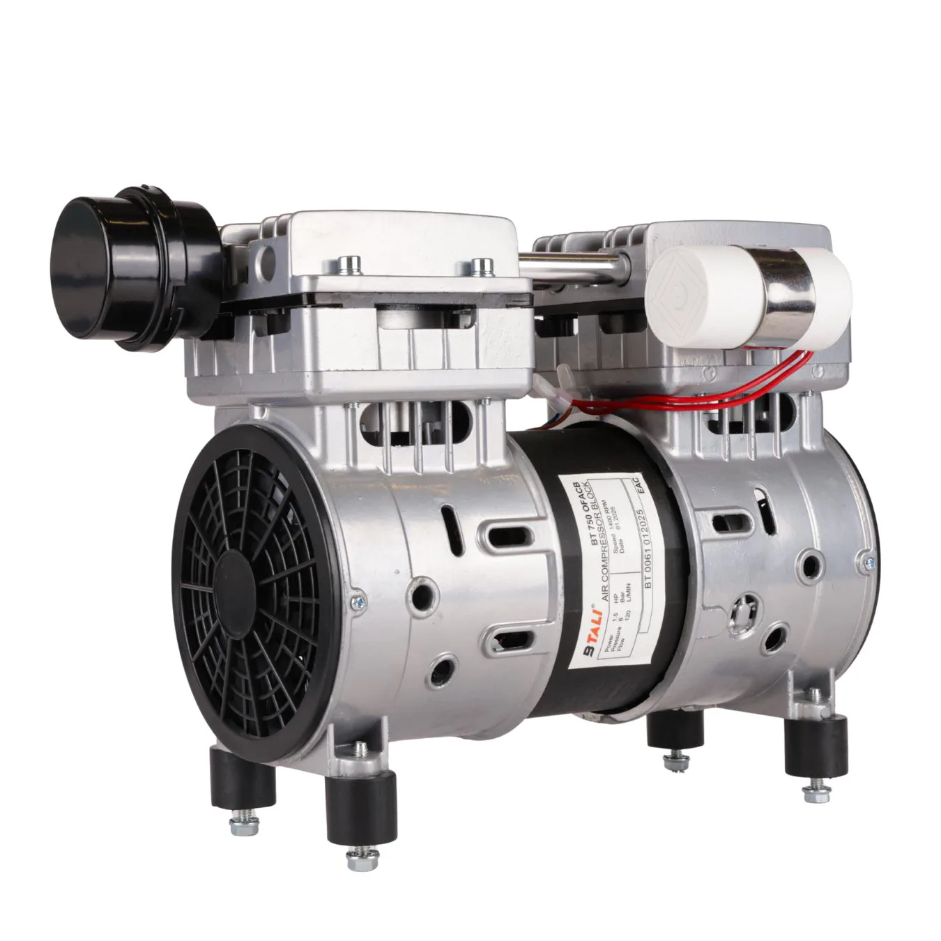 Professional grade Btali BT 750 1.5 HP aluminum oil free air compressor designed for demanding dental and industrial air compressor needs.