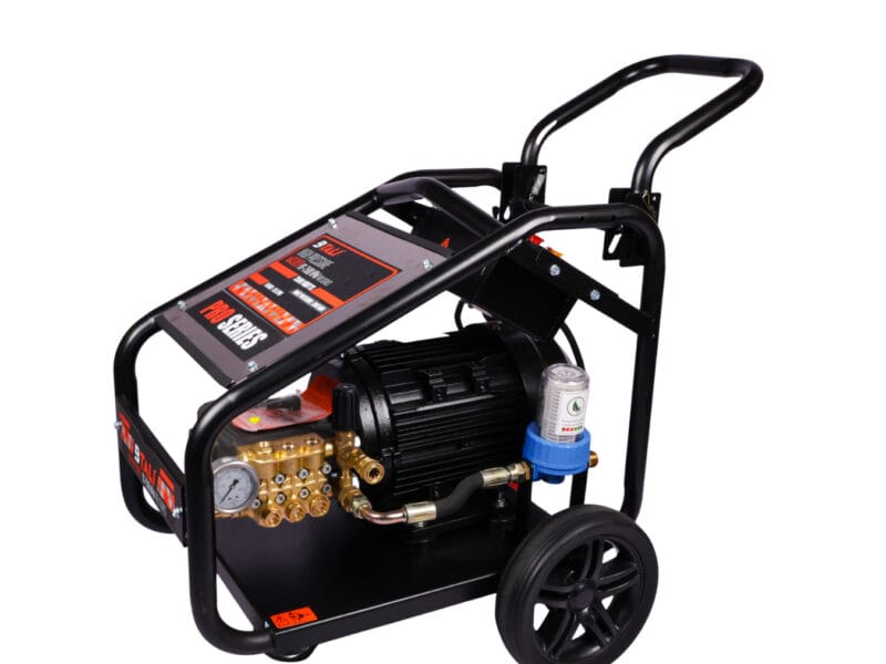 Heavy duty pressure washer for construction site maintenance used by Btali International for industrial cleaning tasks.
