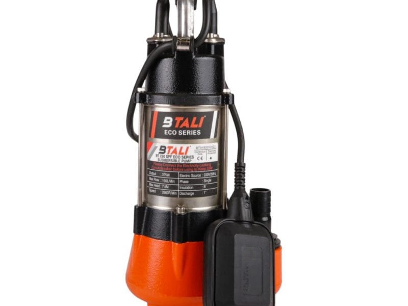 A comparison diagram showing a submersible pump for dirty water deep in a well versus a self-priming pump on the surface.