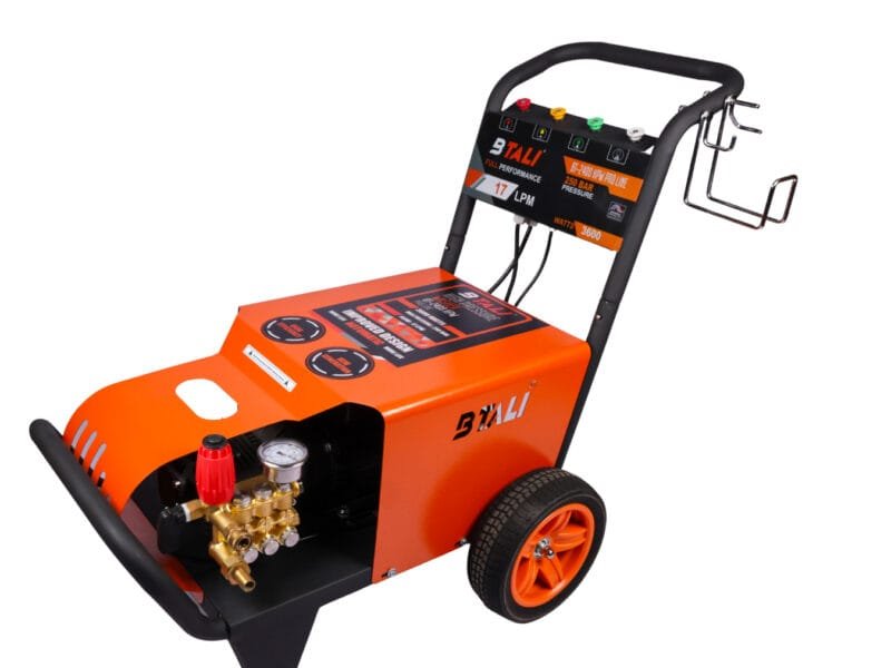 A professional portable high pressure washer being used for car detailing in India, featuring the Btali high pressure cleaner.